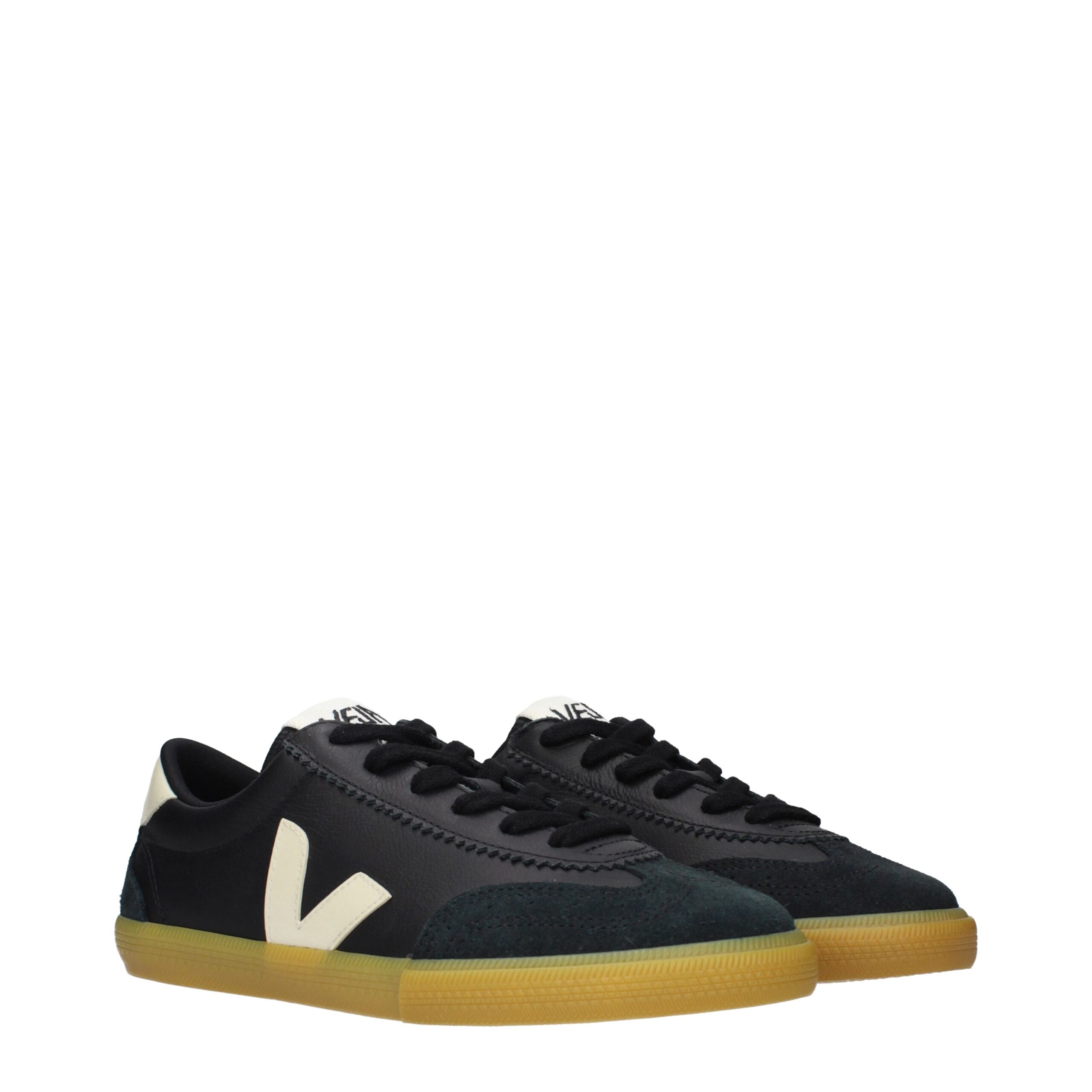 Veja Black Leather Low Top Sneakers - Image 2