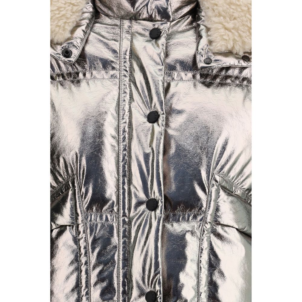Moncler Grenoble Silver Polyester Coat - Image 3