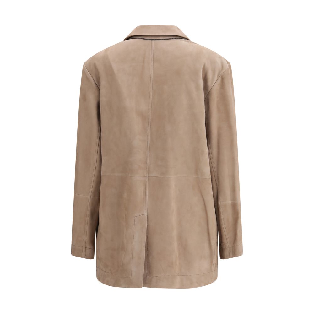 Brunello Cucinelli Beige Calf Leather Bos Taurus Coat - Image 2