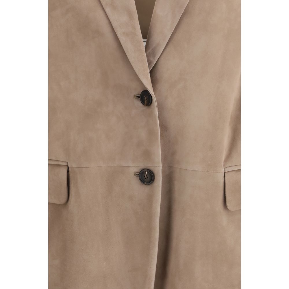 Brunello Cucinelli Beige Calf Leather Bos Taurus Coat - Image 3