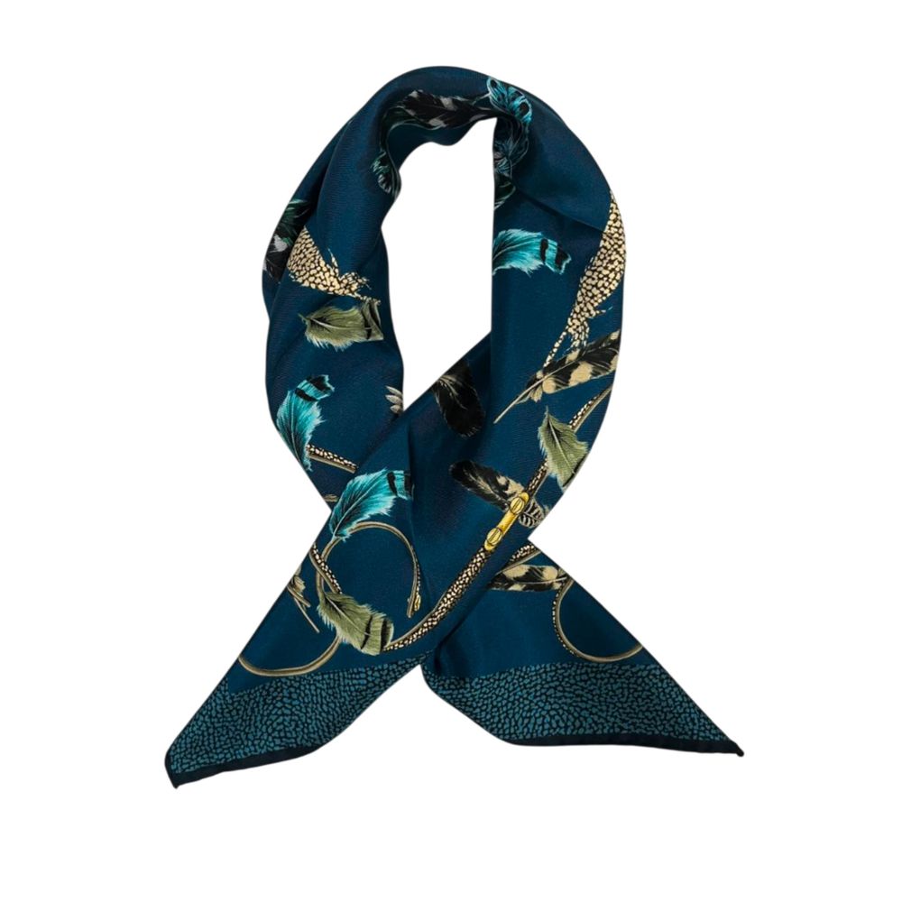 Borbonese Blue Silk Women Scarf - Image 2