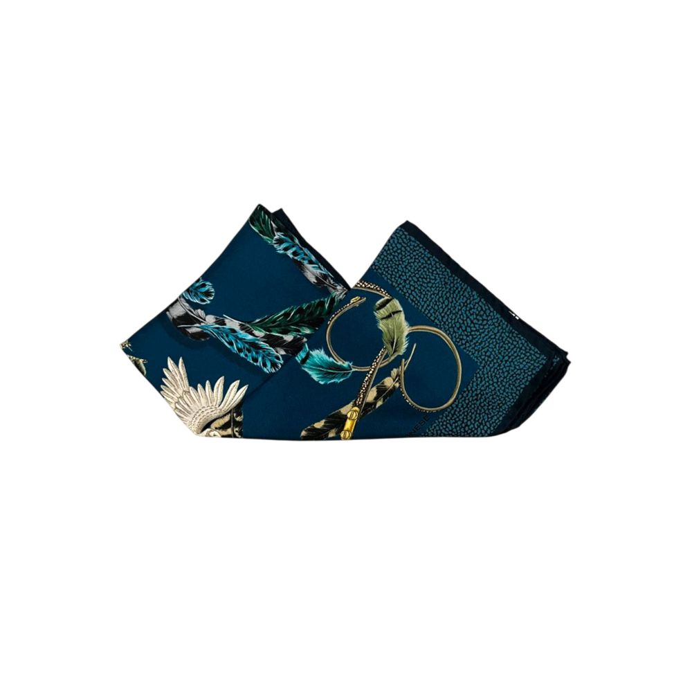 Borbonese Blue Silk Women Scarf - Image 4