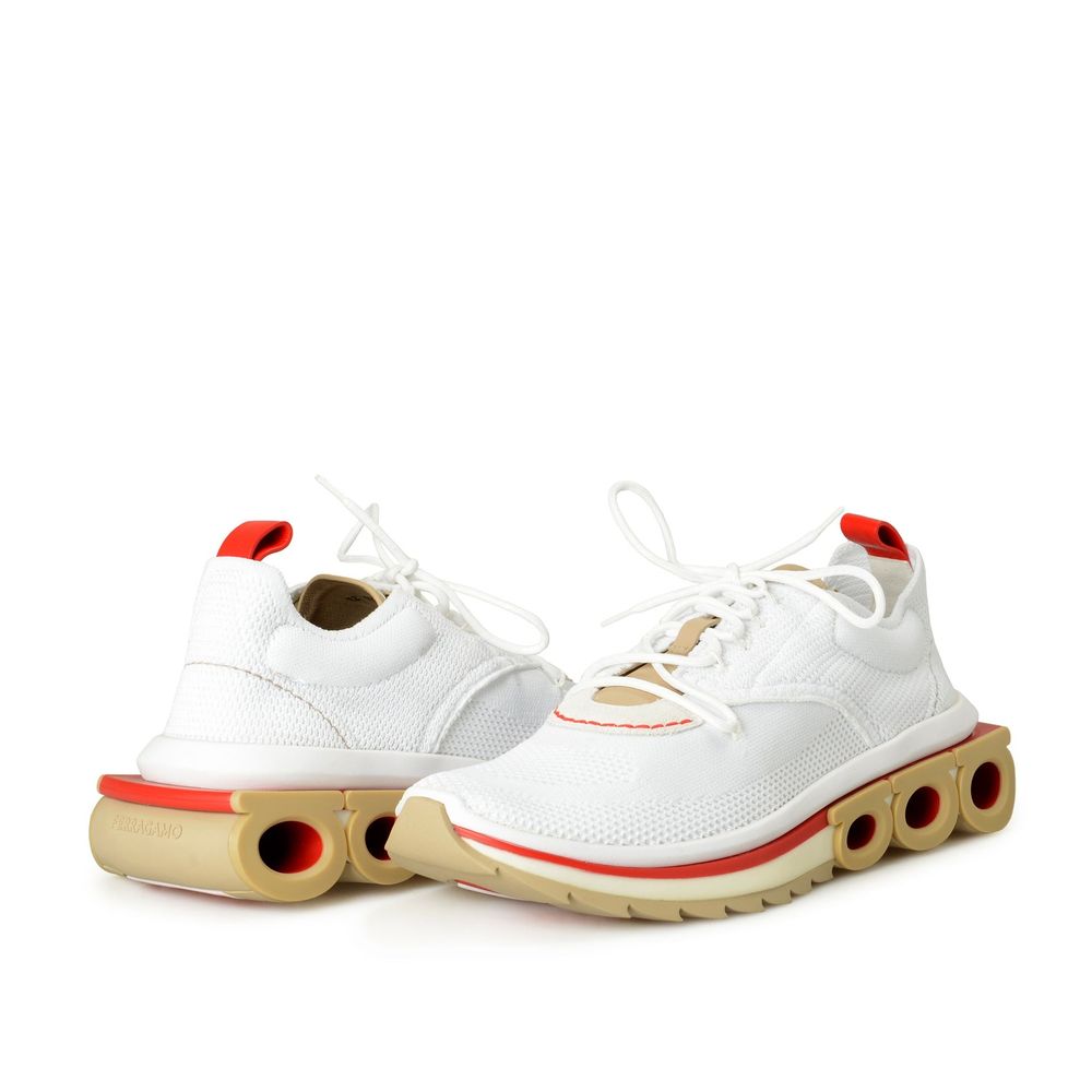 Salvatore Ferragamo White Fabric Athletic Sneakers - Image 2