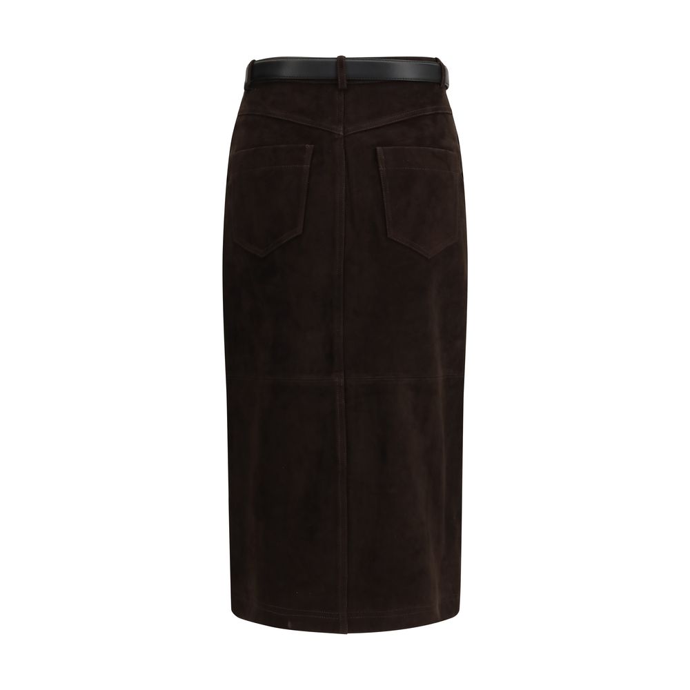 Self-Portrait Brown Lamb Ovis Aries Aries Midi Skirt - Image 2
