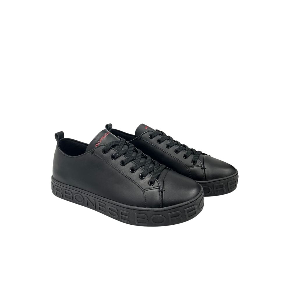 Borbonese Black Leather Men Sneaker - Image 3