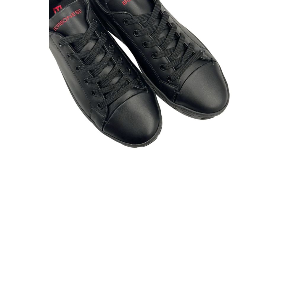 Borbonese Black Leather Men Sneaker - Image 4