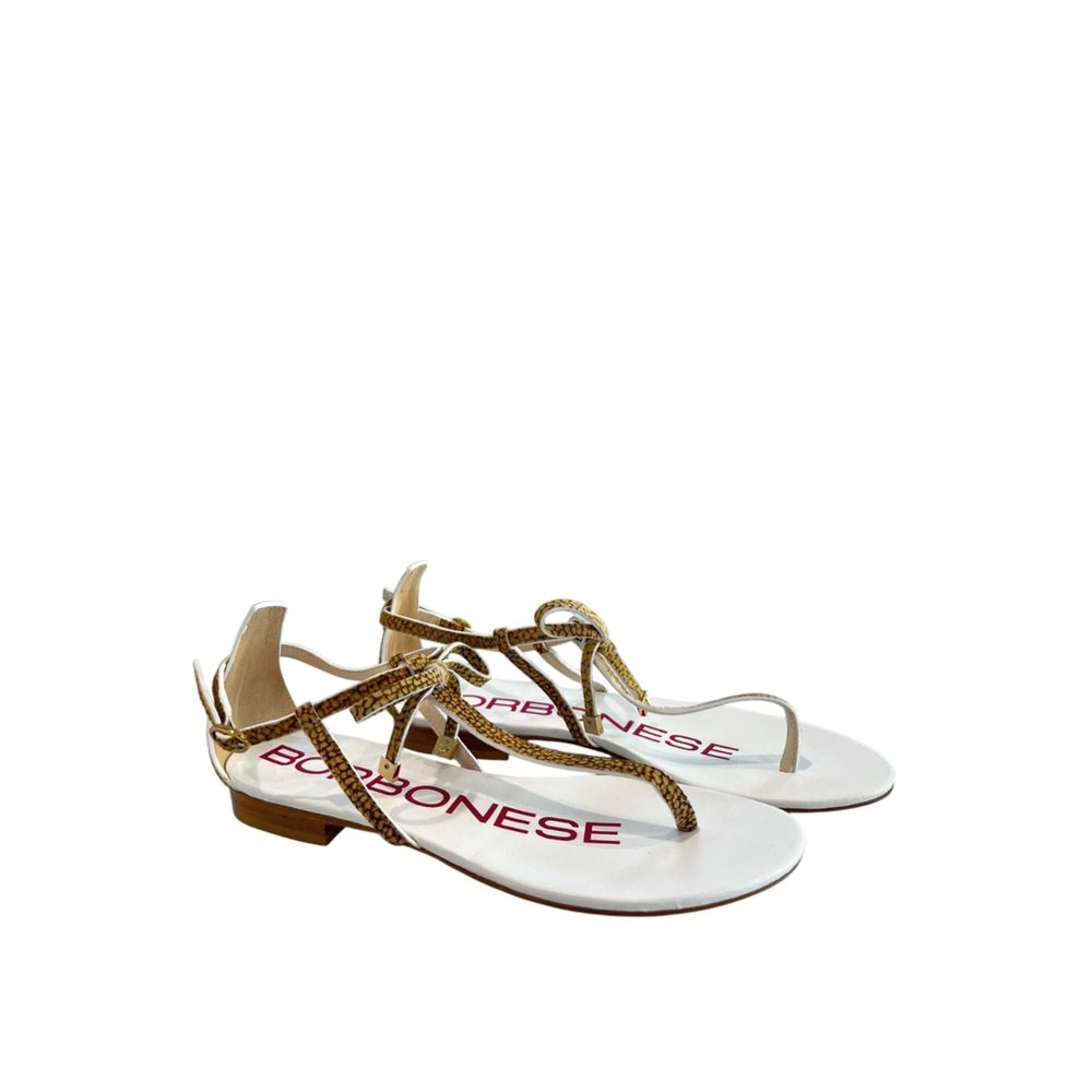 Borbonese Beige Genuine Leather Women Sandal - Image 3