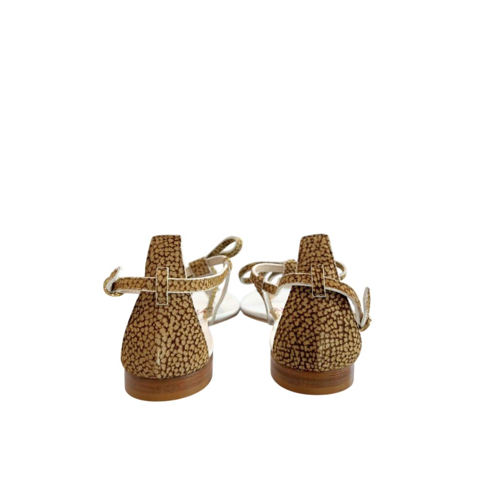 Borbonese Beige Genuine Leather Women Sandal - Image 4