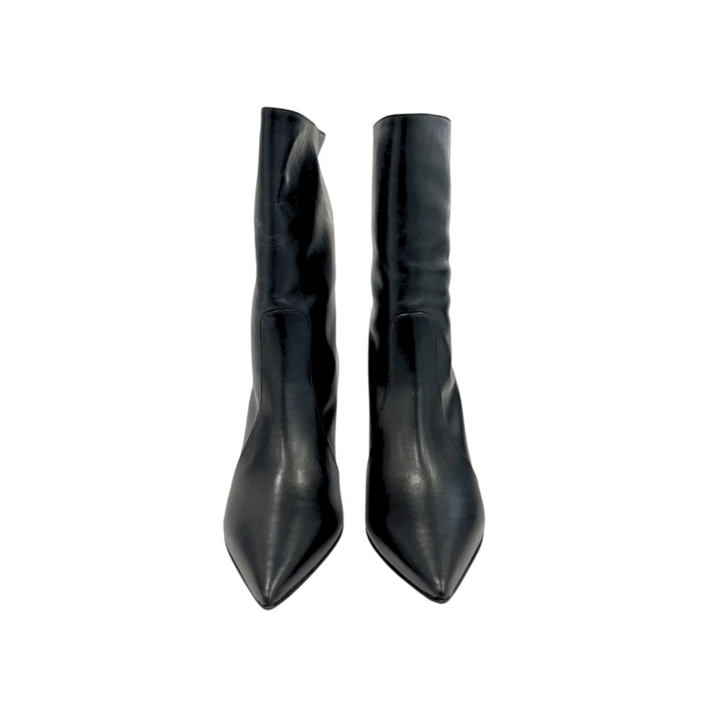 Borbonese Black Leather Women Boot with Stiletto Heel - Image 2