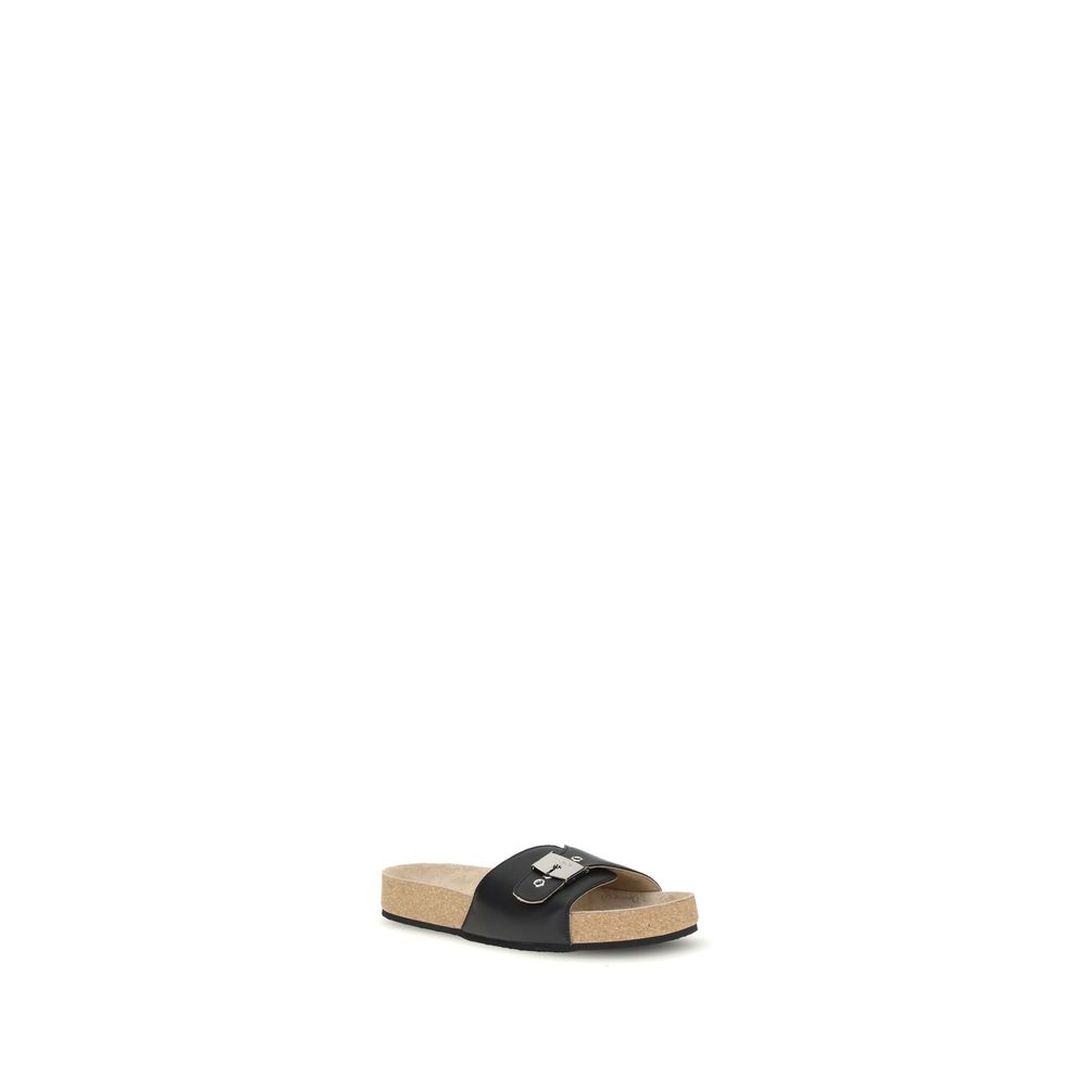 Balenciaga Black Calf Leather Bos Taurus Flat Sandals - Image 2