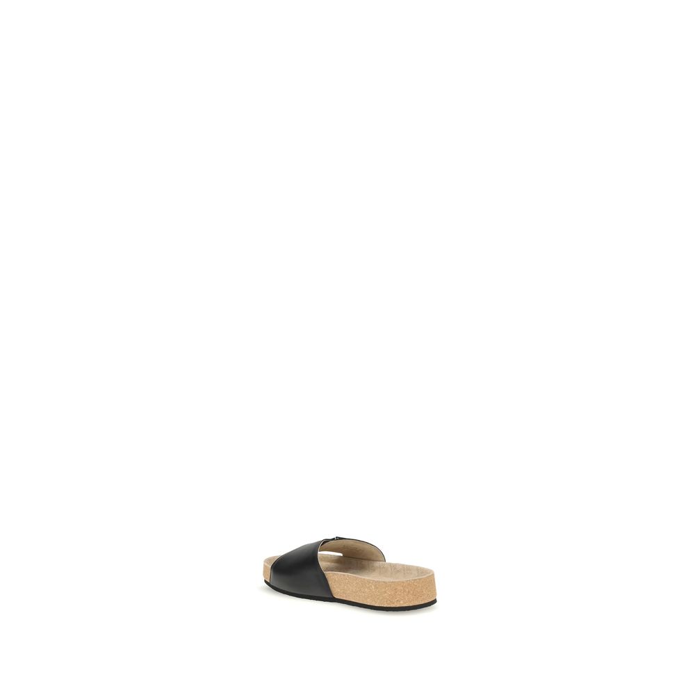 Balenciaga Black Calf Leather Bos Taurus Flat Sandals - Image 3
