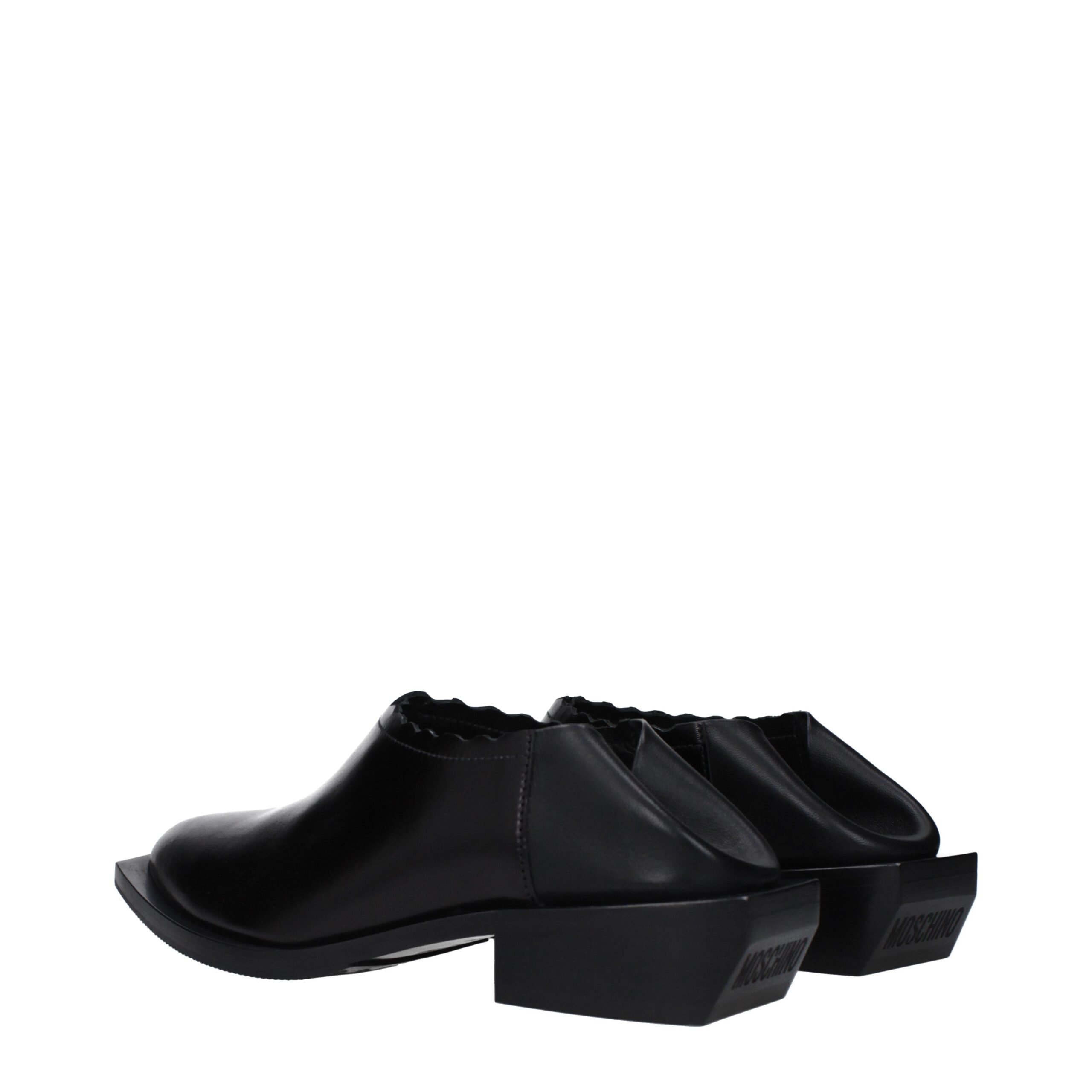 Moschino Black Leather Mules - Image 4
