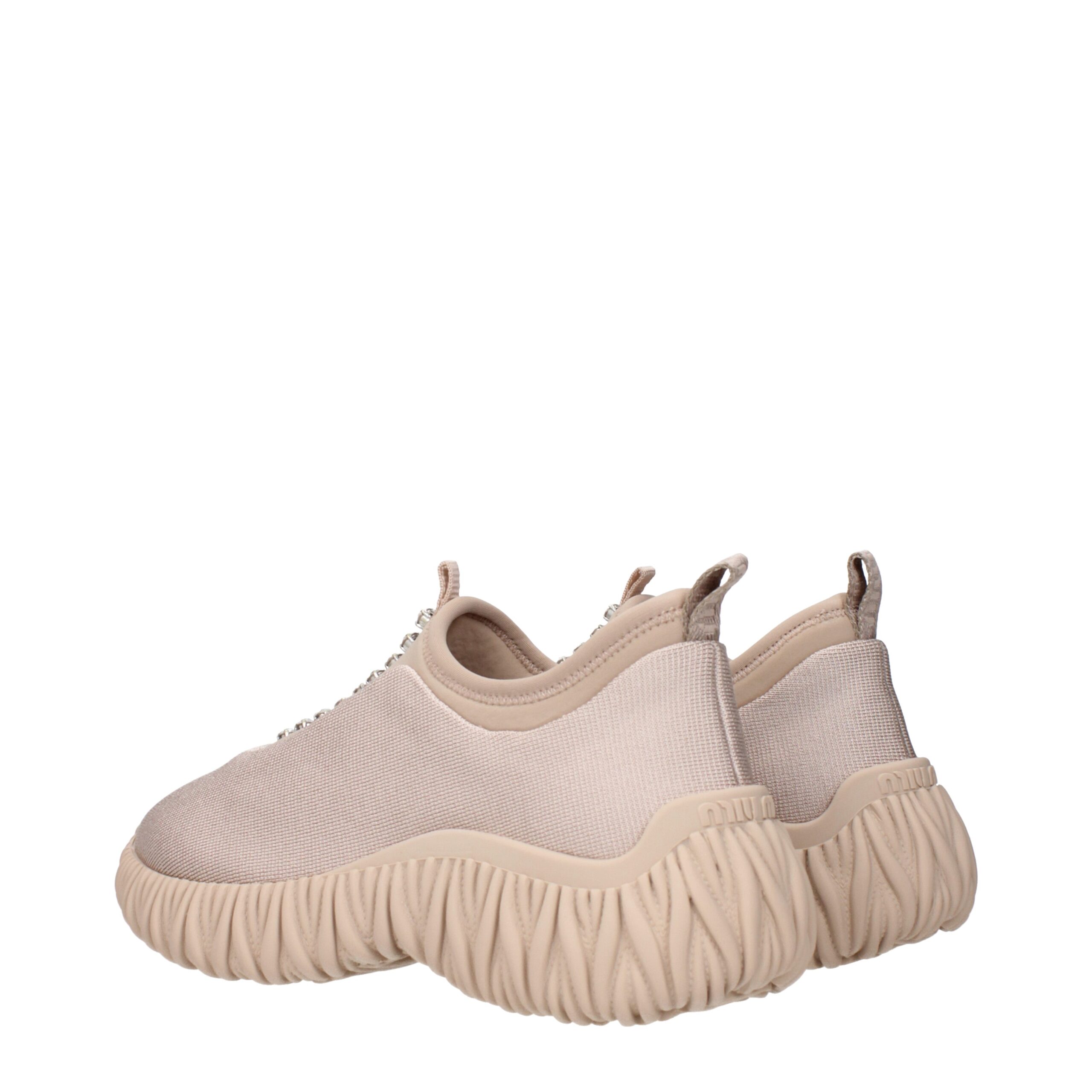 Miu Miu Beige Fabric Sneakers - Image 4
