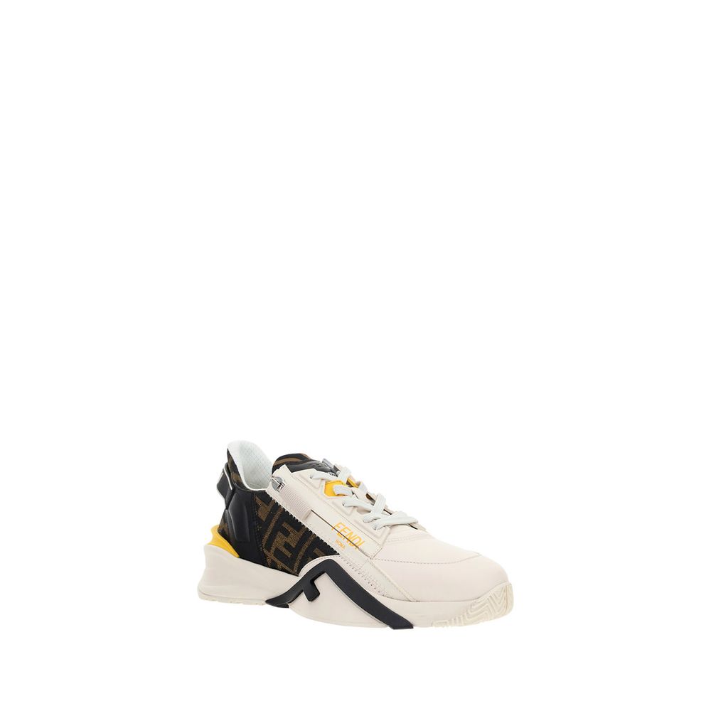 Fendi White Calf Leather Bos Taurus Athletic Sneakers - Image 2