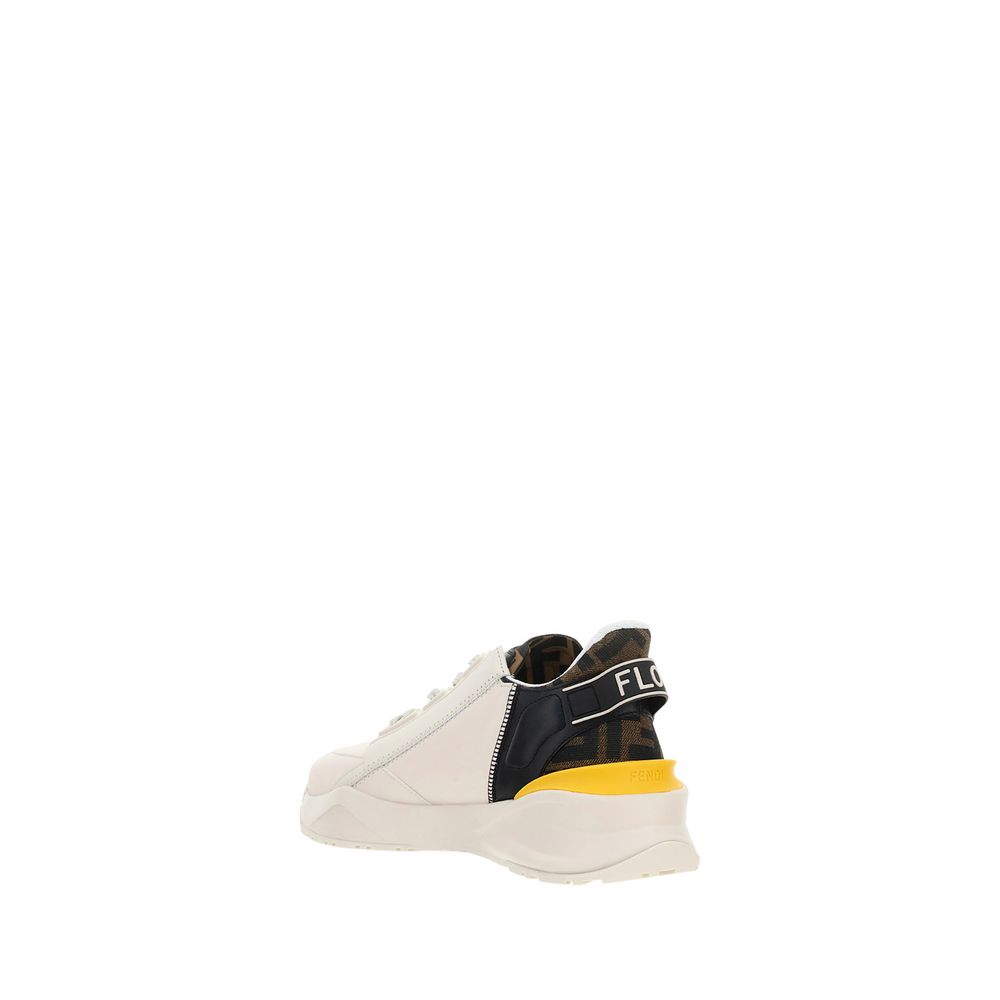 Fendi White Calf Leather Bos Taurus Athletic Sneakers - Image 3