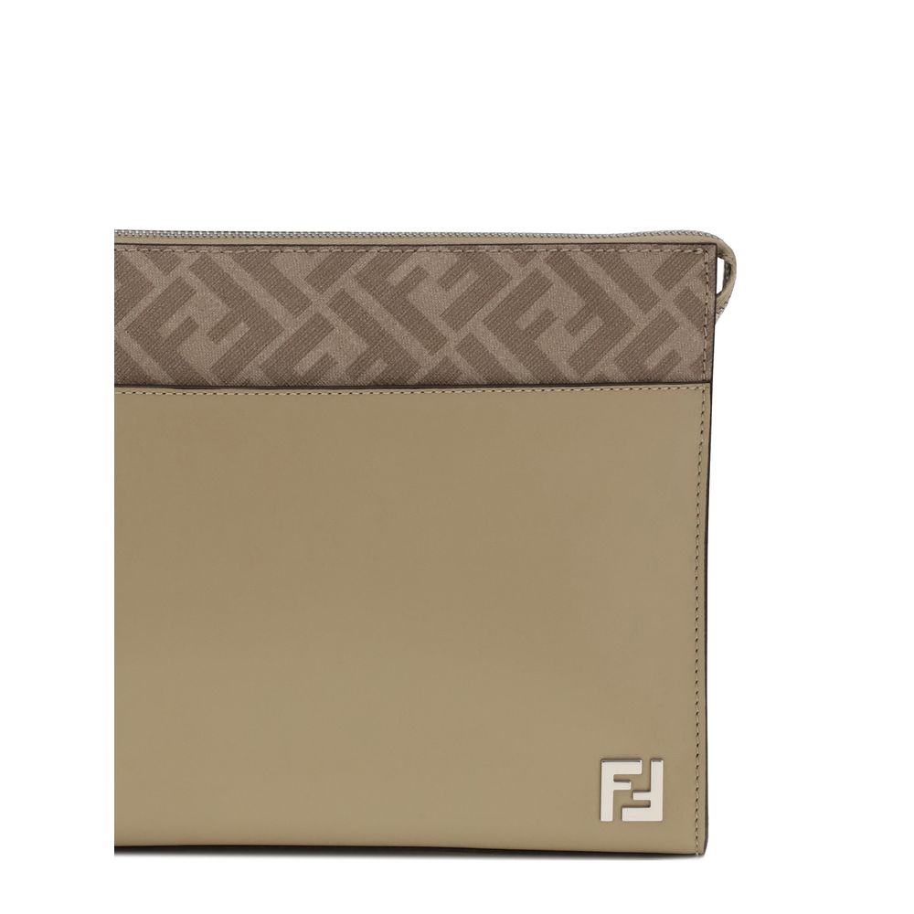Fendi Beige Leather Clutch Bag - Image 3
