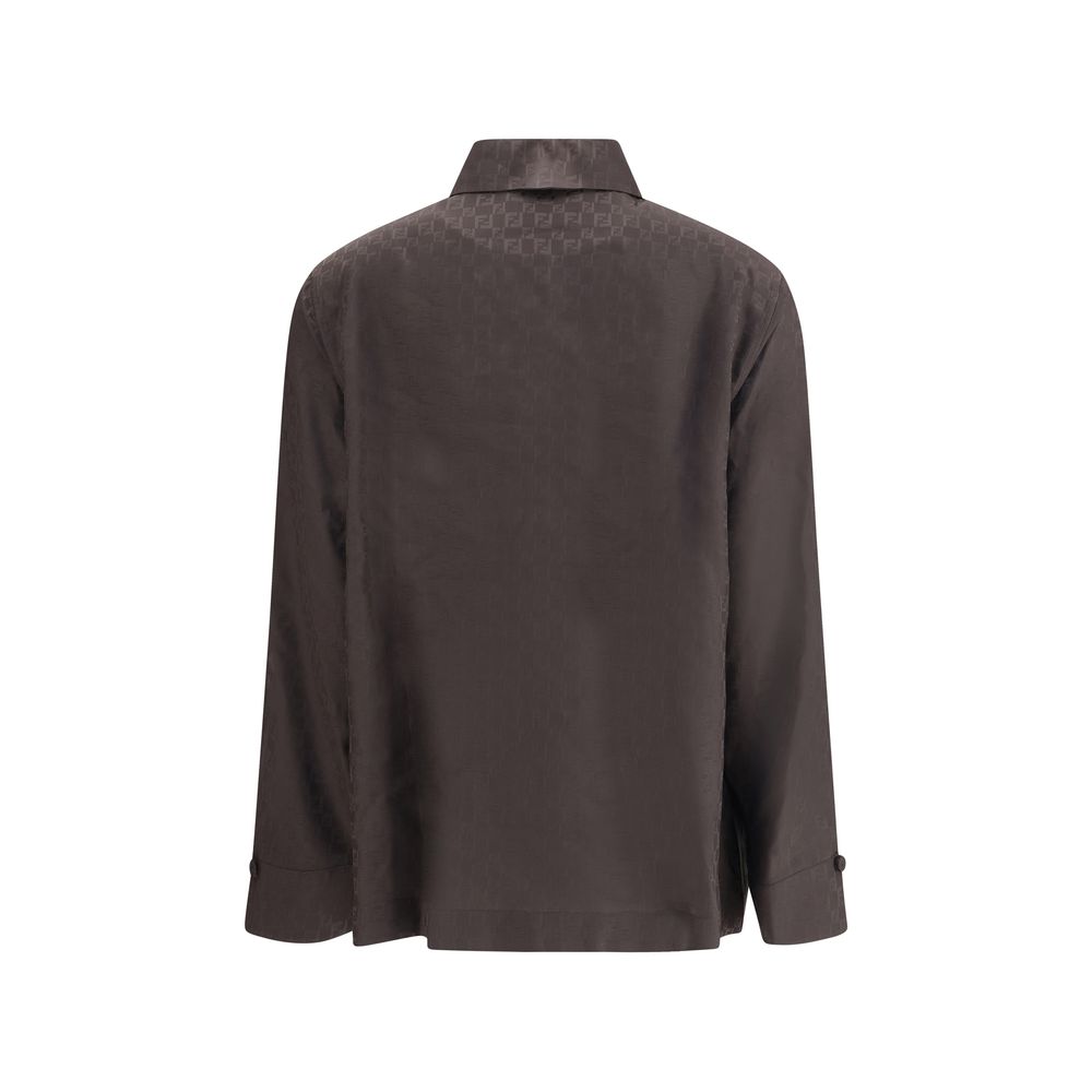 Fendi Brown Silk Dress Shirt - Image 2