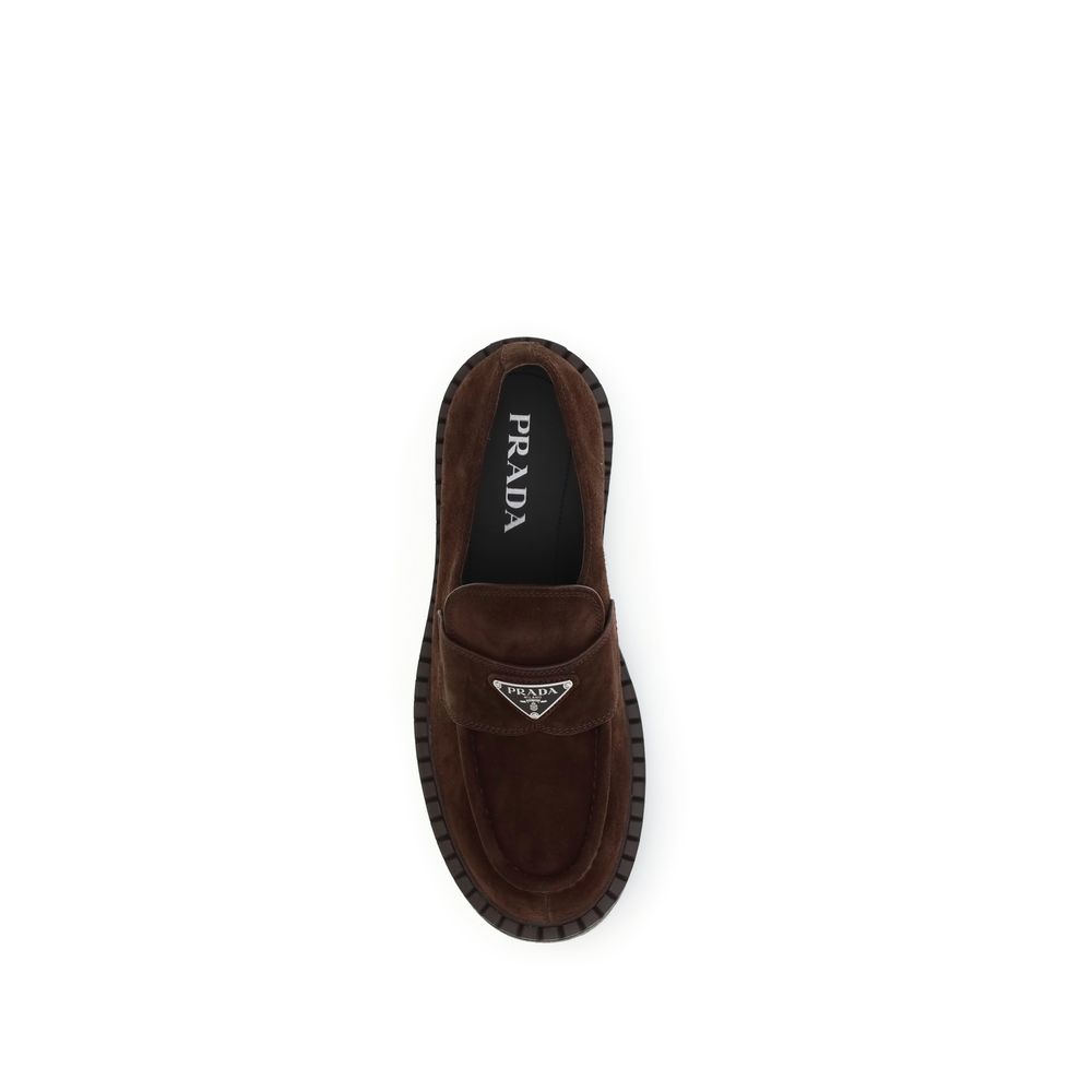 Prada Brown Calf Leather Bos Taurus Slip-On Loafers - Image 4