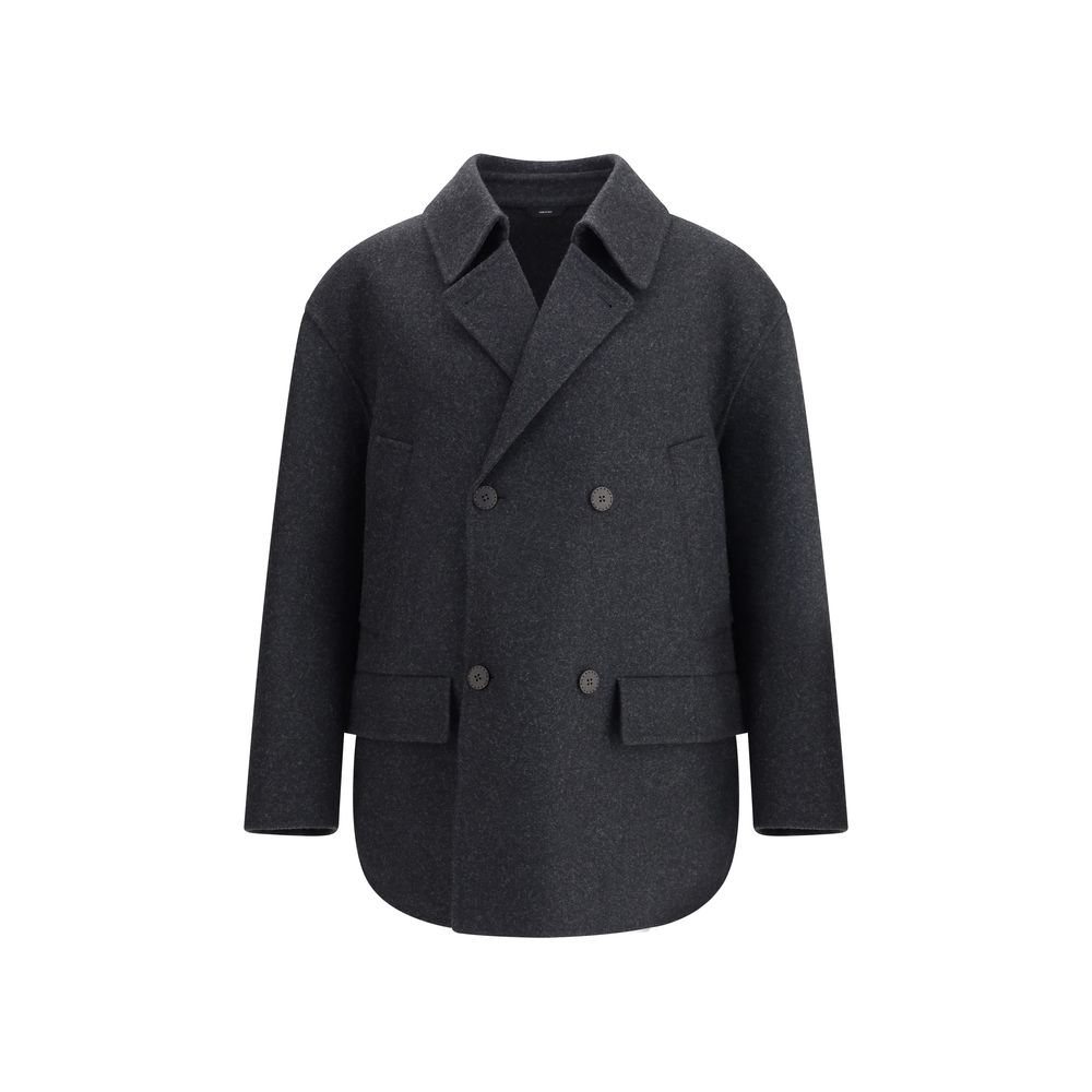 Fendi Gray Fleece Wool Coat