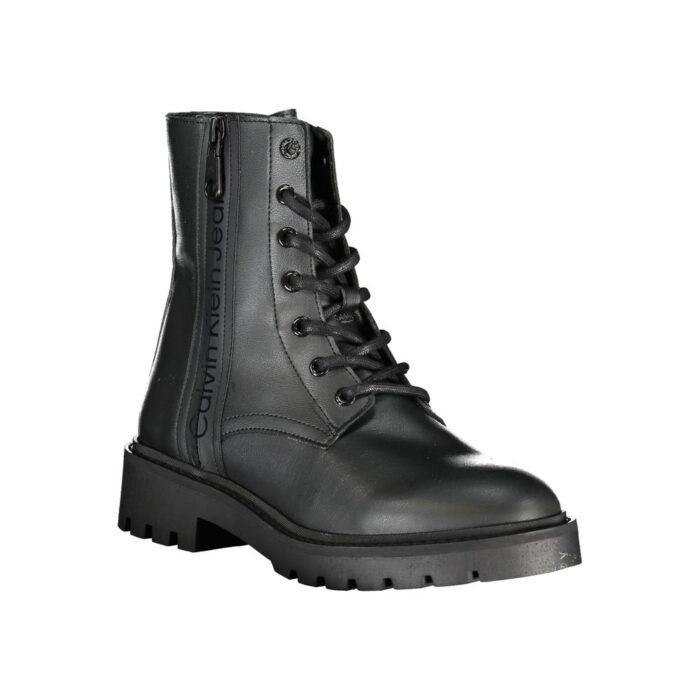 Calvin Klein Chic Black Ankle Boot with Laces and Zip Detail - Image 2