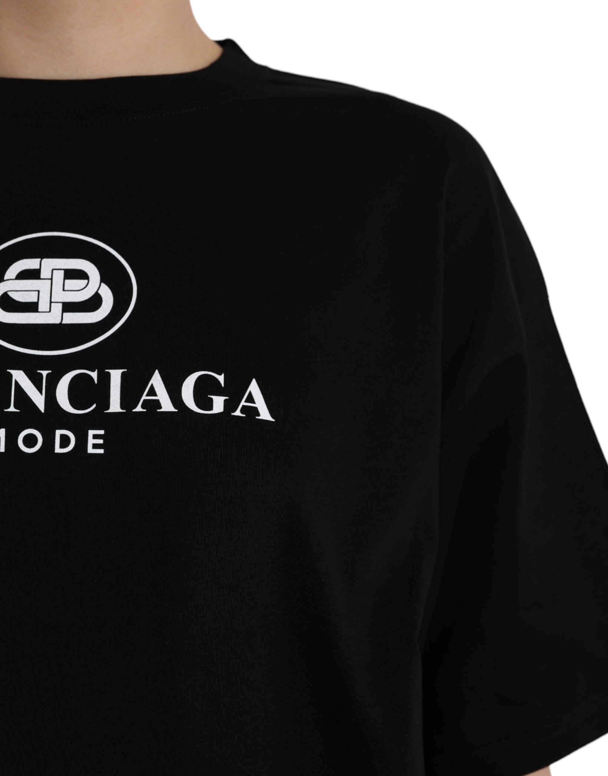 Balenciaga Black Cotton Logo Crew Neck Short Sleeves T-shirt - Image 5