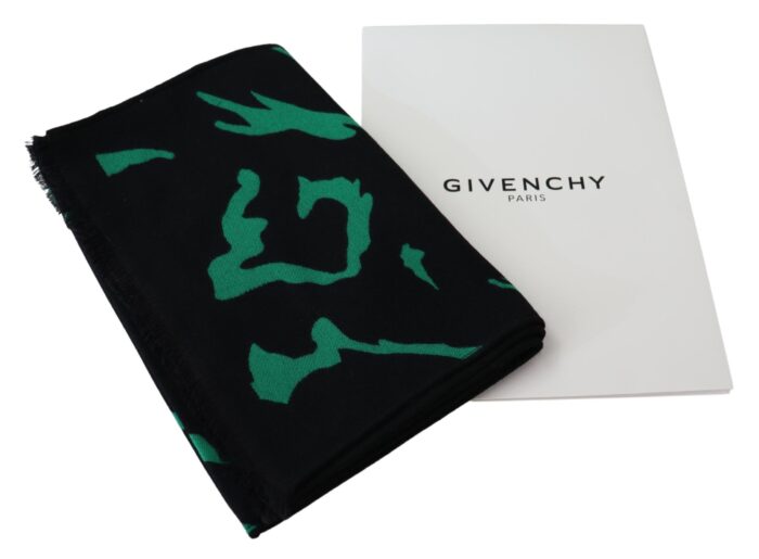 Givenchy Elegant Wool Silk Black Unisex Scarf - Image 4