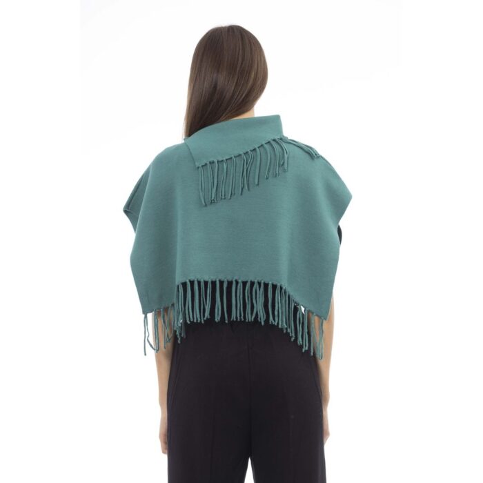 Alpha Studio Green Wool Women Poncho with Fringes - Image 3
