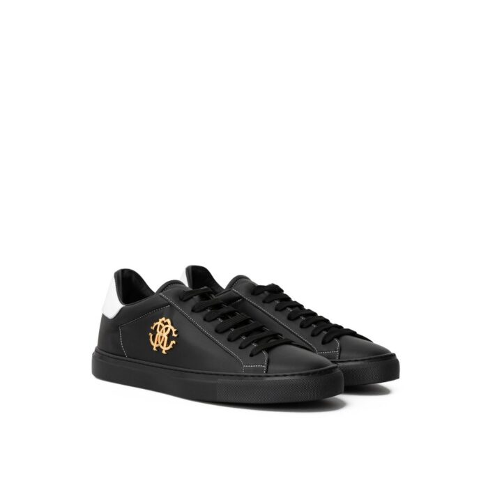 Roberto Cavalli Black Leather Sneaker - Image 2