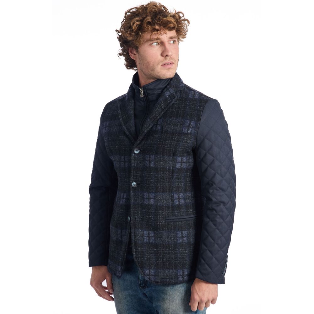 Roberto Pepe Luxury Blue Wool Men Jacket - Image 2