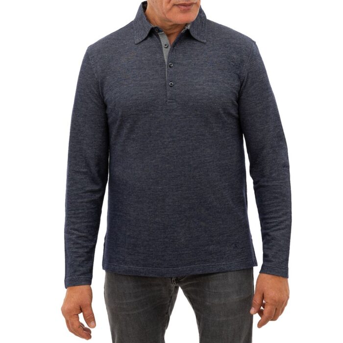 Corneliani Blue Wool Polo Shirt - Image 2