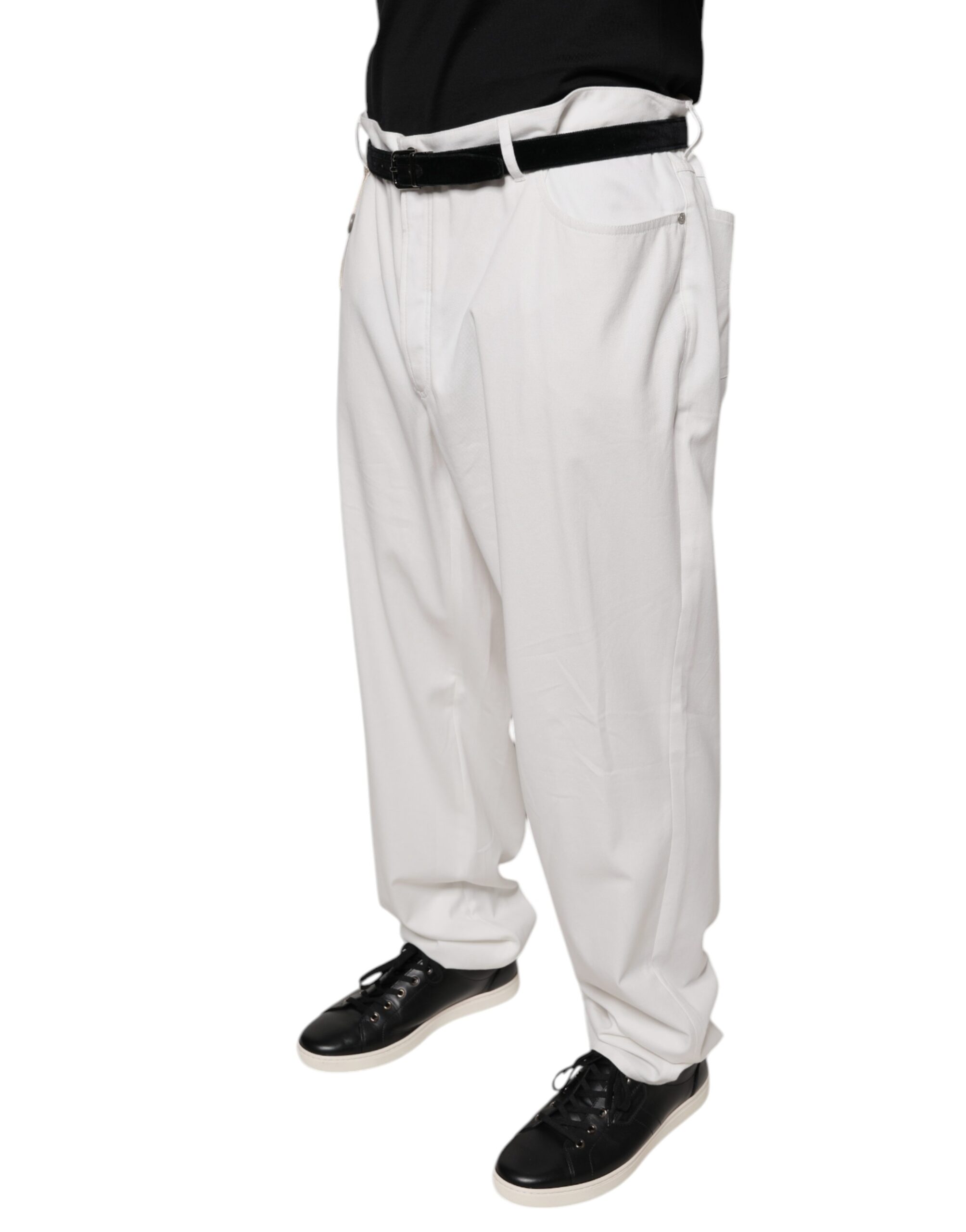 Brunello Cucinelli White Cotton Men Dress Tapered Pants - Image 3