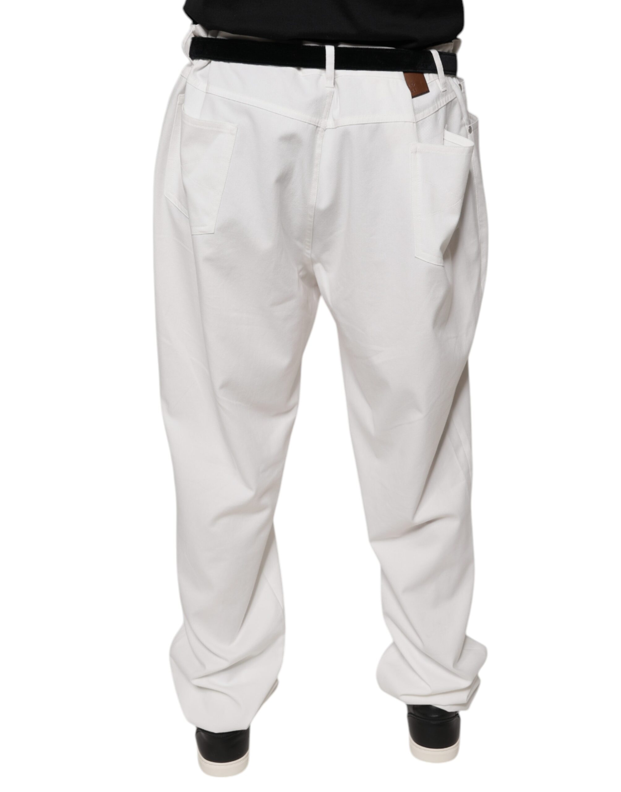Brunello Cucinelli White Cotton Men Dress Tapered Pants - Image 4