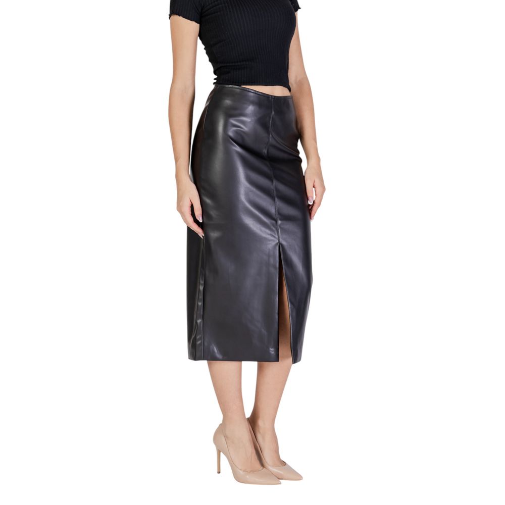 ICHI Black Polyester Long Skirt - Image 3
