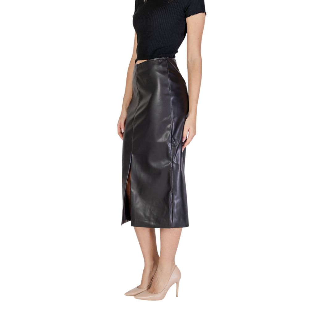 ICHI Black Polyester Long Skirt - Image 4