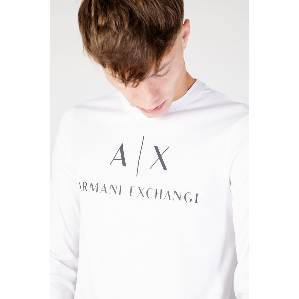 Armani Exchange White Cotton Long Sleeve T-Shirt - Image 3