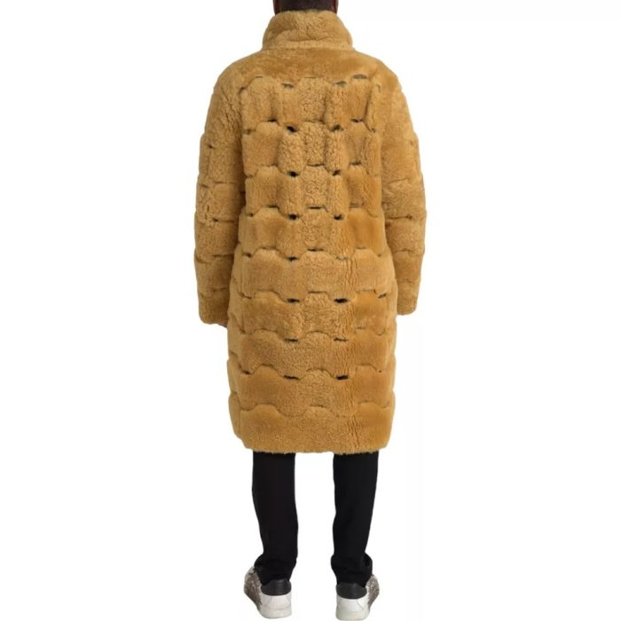 Bottega Veneta Yellow Wool Long Teddy Coat Jacket - Image 3