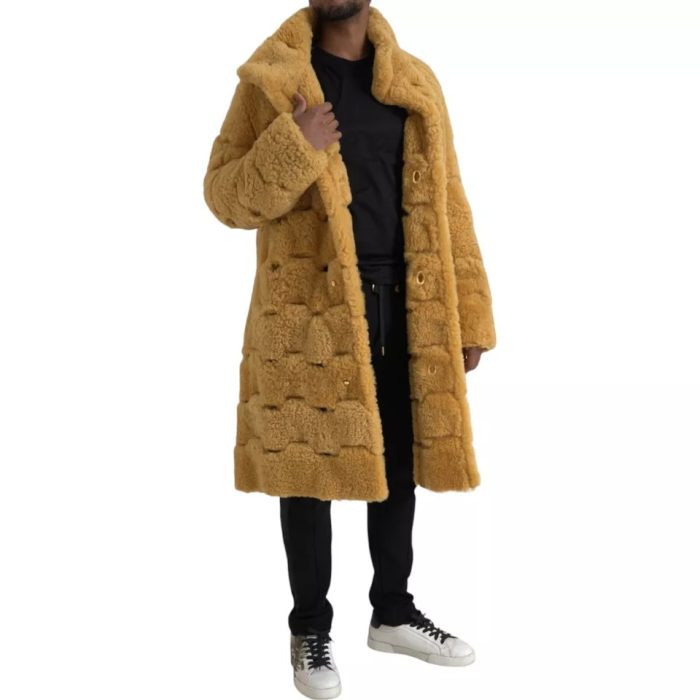 Bottega Veneta Yellow Wool Long Teddy Coat Jacket - Image 5