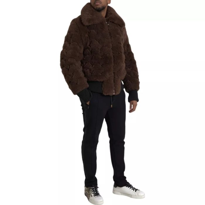 Bottega Veneta Brown Fur Lamb Shearling Coat Jacket - Image 4