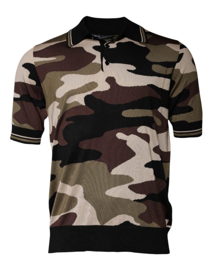 Multicolor Camouflage Collared Polo T-shirt - Image 2