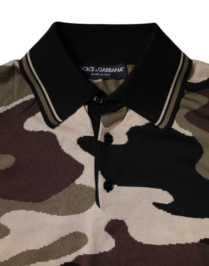Multicolor Camouflage Collared Polo T-shirt - Image 4