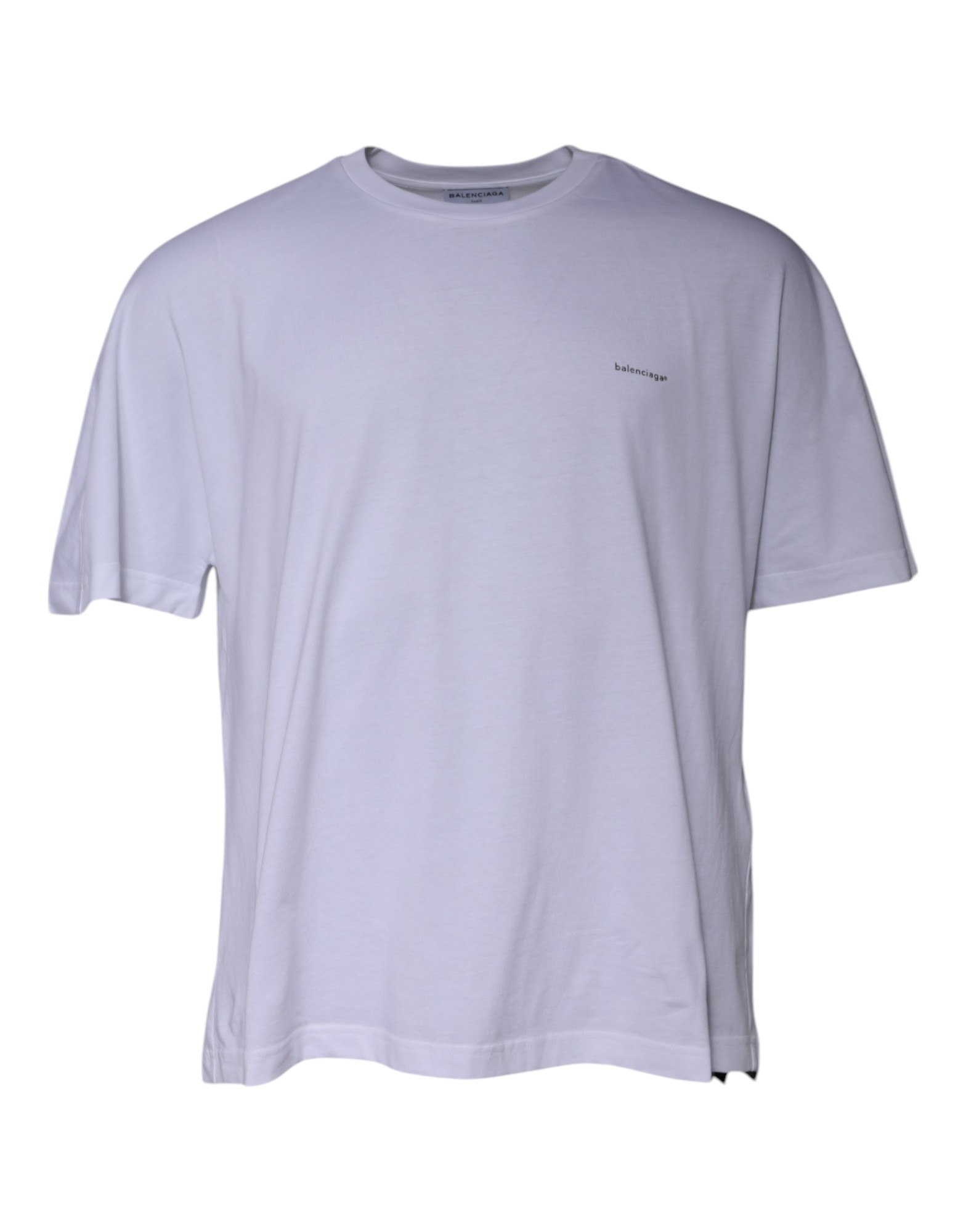 Balenciaga White Logo Cotton Crew Neck Short Sleeves T-shirt - Image 2