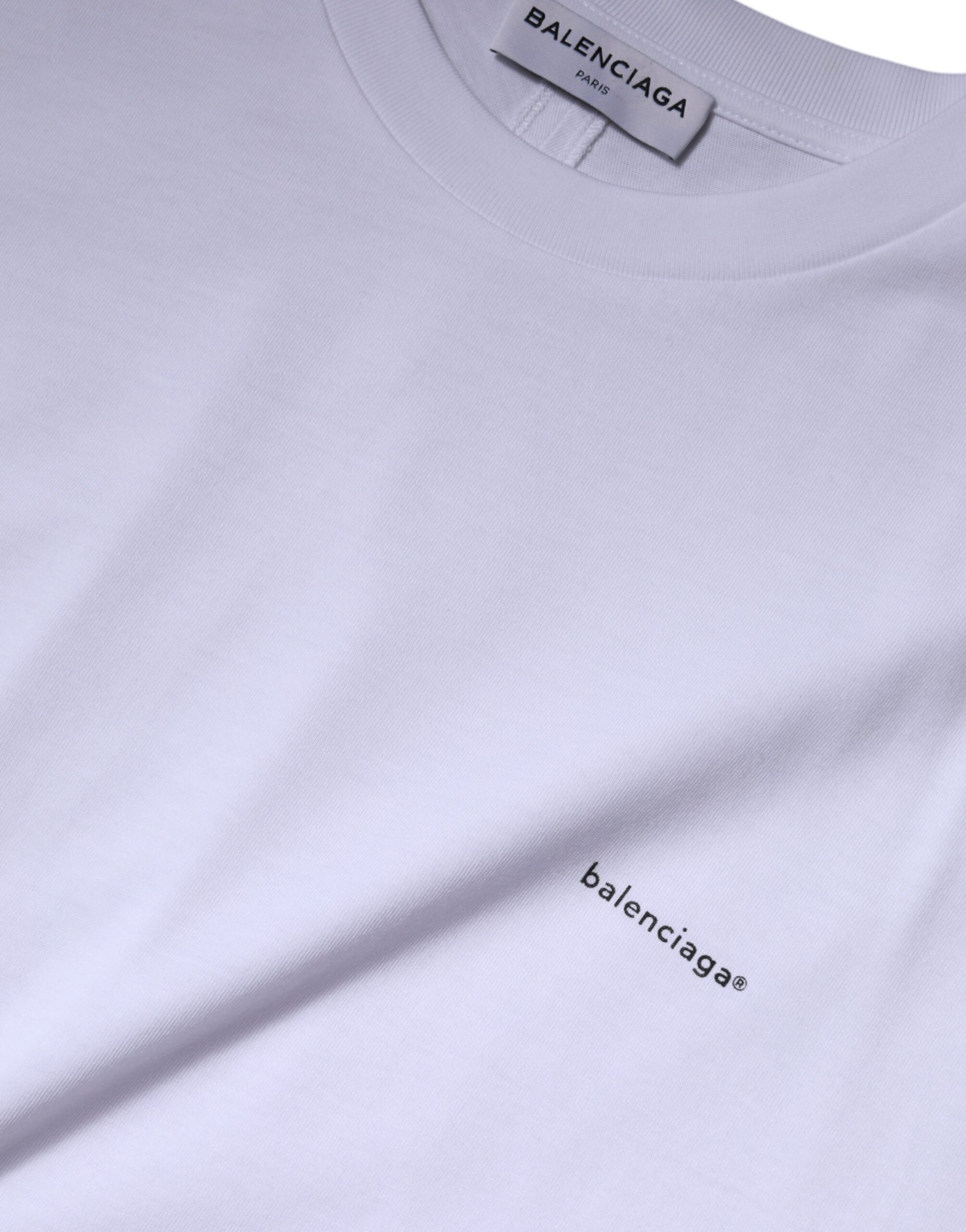 Balenciaga White Logo Cotton Crew Neck Short Sleeves T-shirt - Image 5