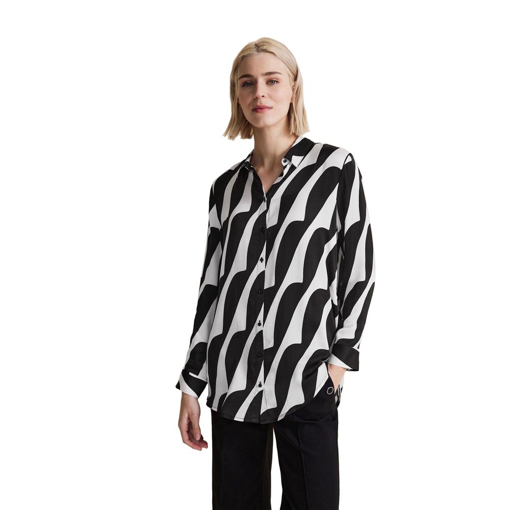 Street One Black And White Viscose Blouse - Image 4