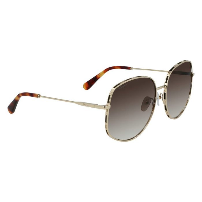 Salvatore Ferragamo Gold Metal Sunglasses - Image 3