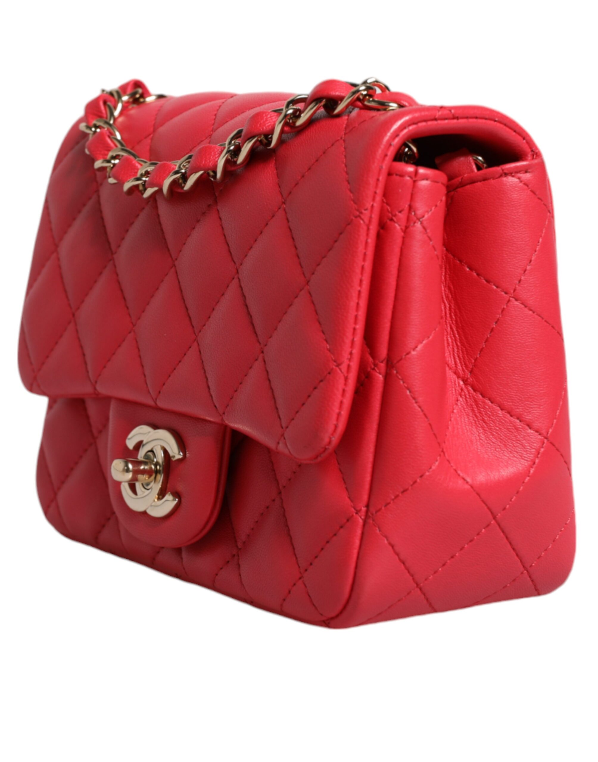 Chanel Pink Matelasse Chain Shoulder Lambskin Purse Mini - Image 3