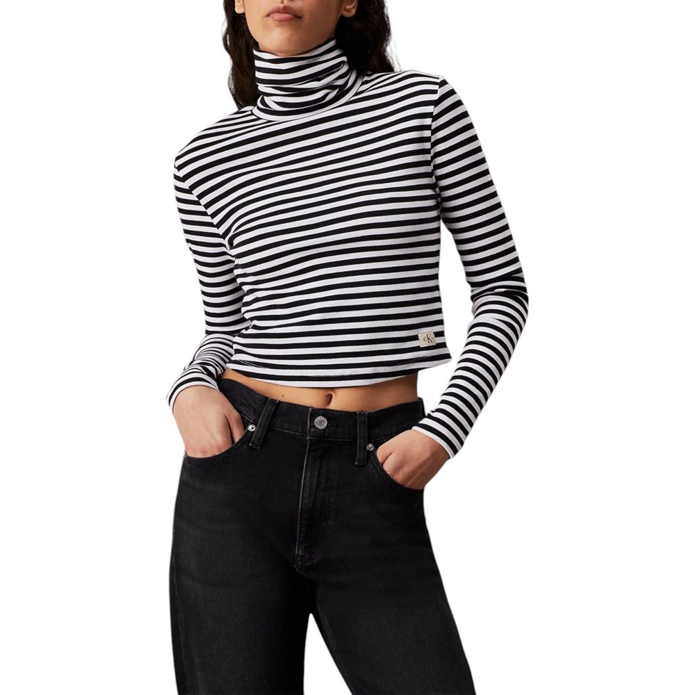 Calvin Klein Jeans Black And White Cotton Long Sleeve