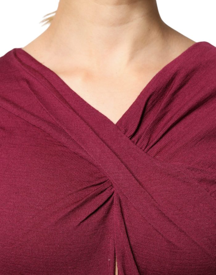 Roberto Cavalli Maroon Jumper Keyhole Knit Pullover Sweater - Image 5