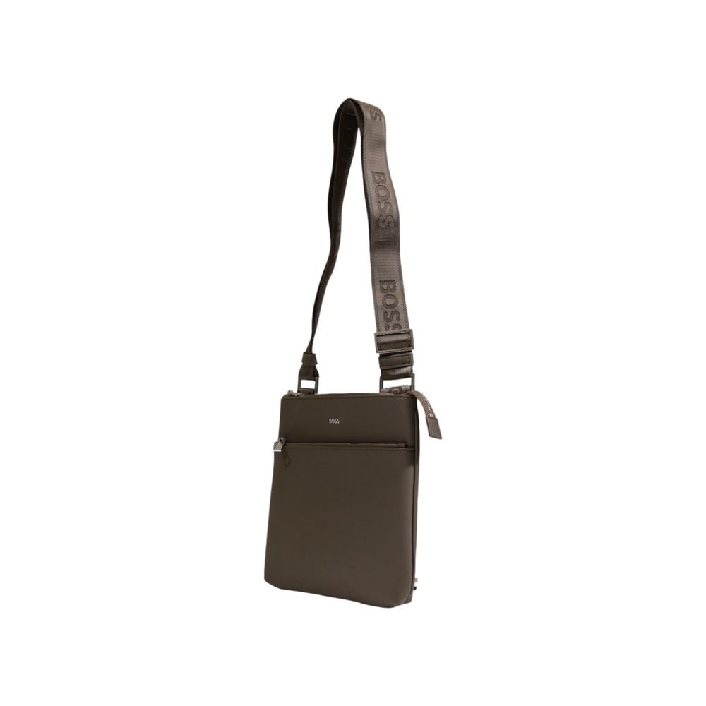 Hugo Boss Green Leather Messenger Bag - Image 2