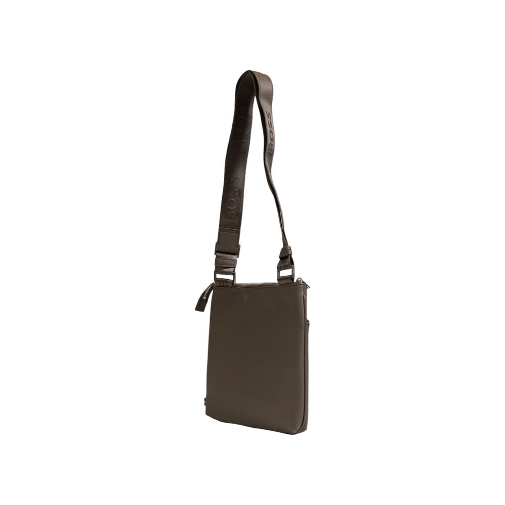 Hugo Boss Green Leather Messenger Bag - Image 4