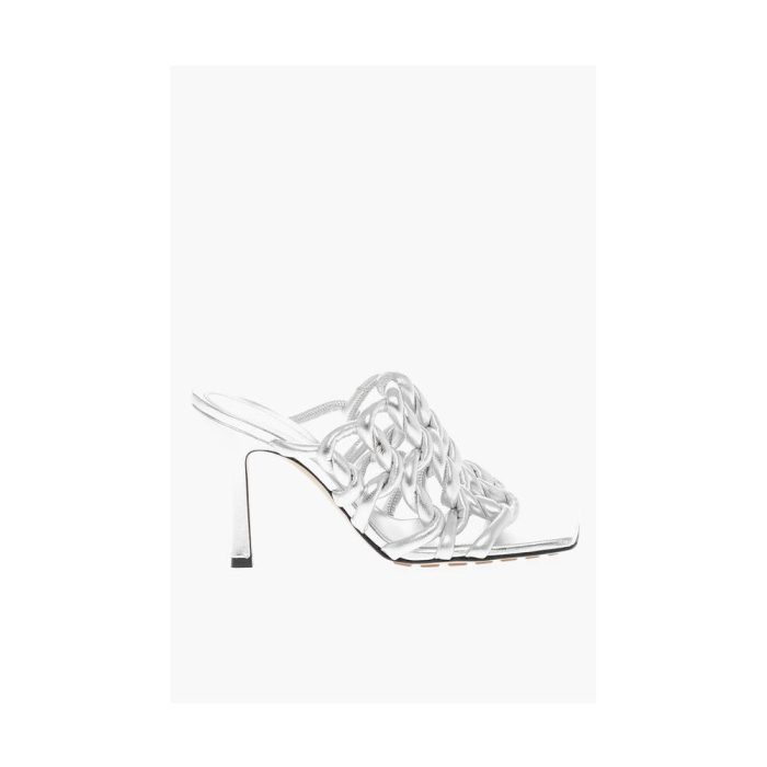 Bottega Veneta Silver Leather Women Sandal - Image 4